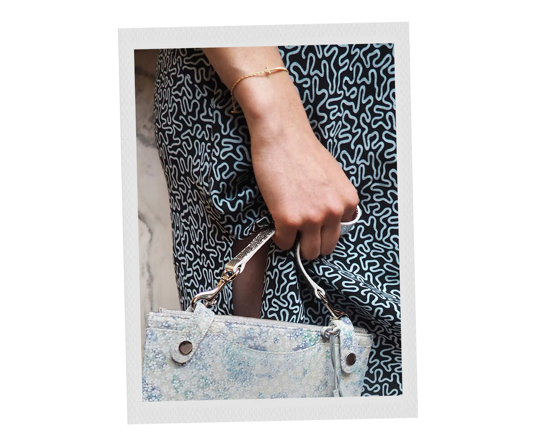 Mini Strap in Silver Metallic Snakeskin