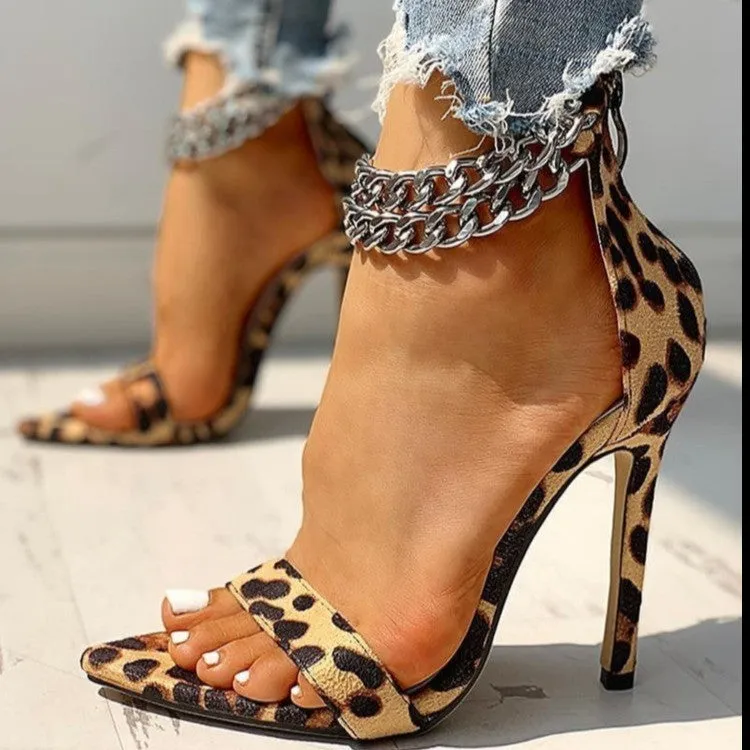 New Leopard Print Women's High-heeled Sandals | Brodtica.com