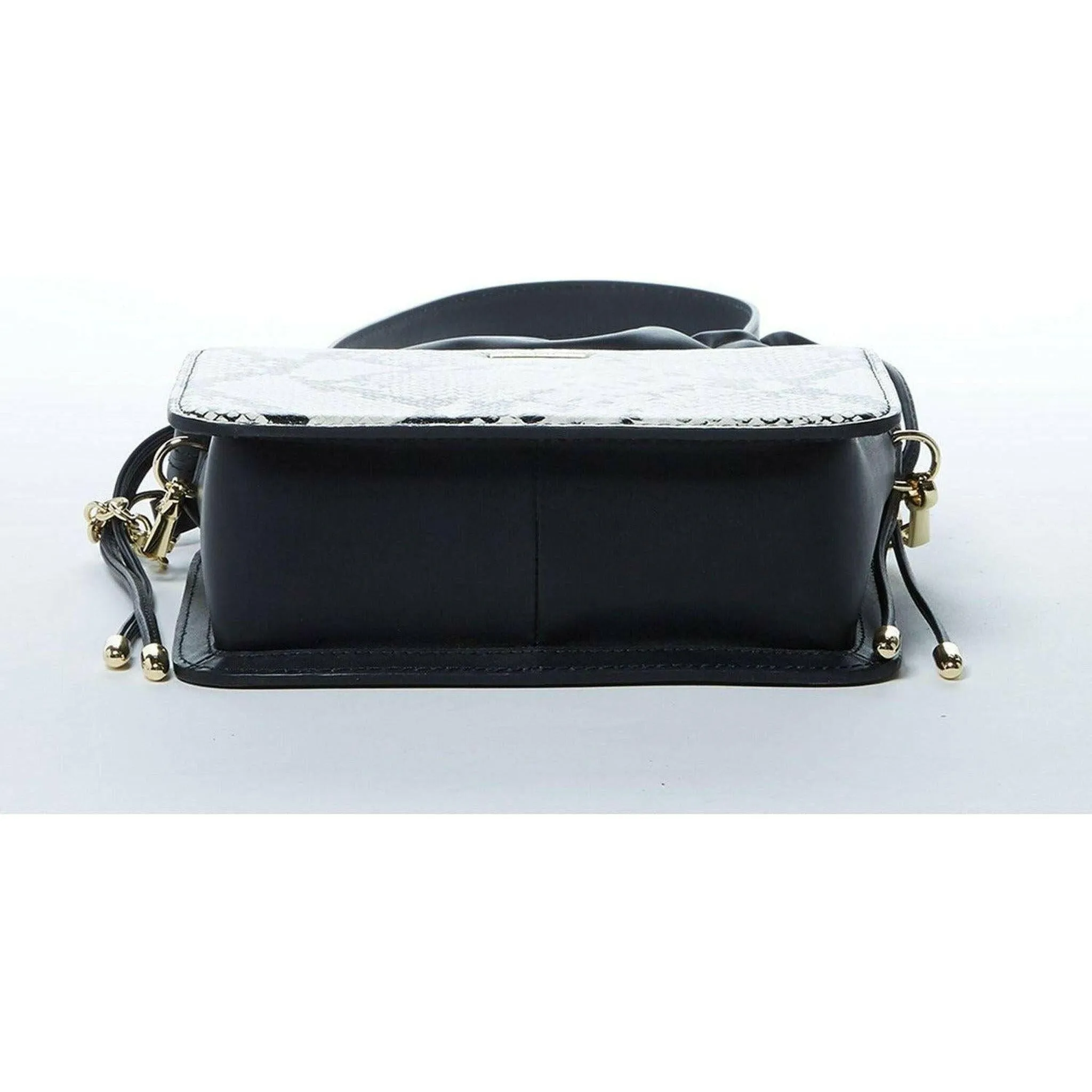 Patricia Leather Bucket Bag in Black Snakeskin Design