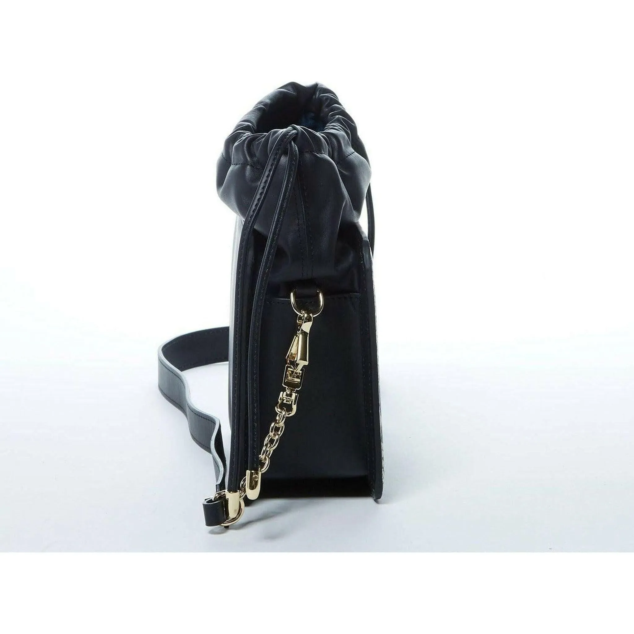Patricia Leather Bucket Bag in Black Snakeskin Design