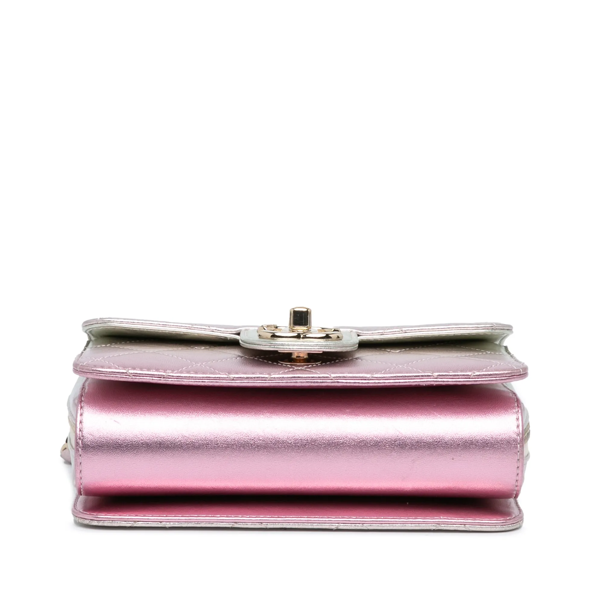 Pink Chanel Mini Metallic Lambskin Like a Wallet Flap Bag