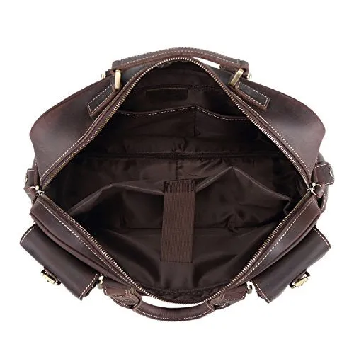 Polare Men'S Vintage Full Grain Leather Messenger Bag Business Case Computer Briefcase