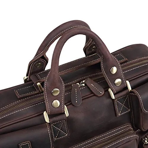 Polare Men'S Vintage Full Grain Leather Messenger Bag Business Case Computer Briefcase