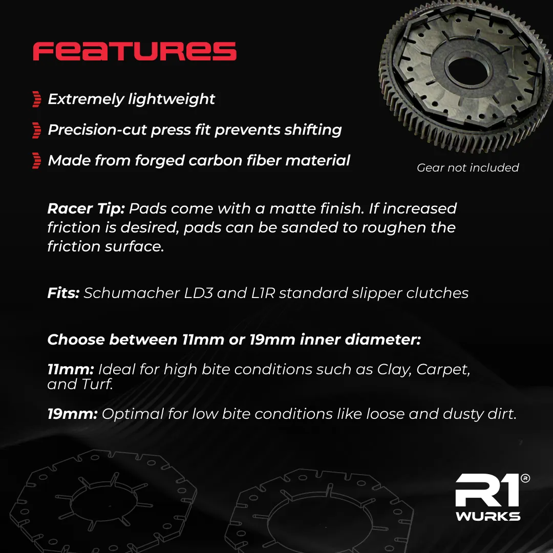 R1WURKS Forged Carbon Slipper Pads, Fits LD3 and L1R