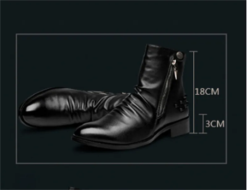 Rivet Men's Shoes Warm Pointed Toe Leather High-top Boots | Brodtica.com