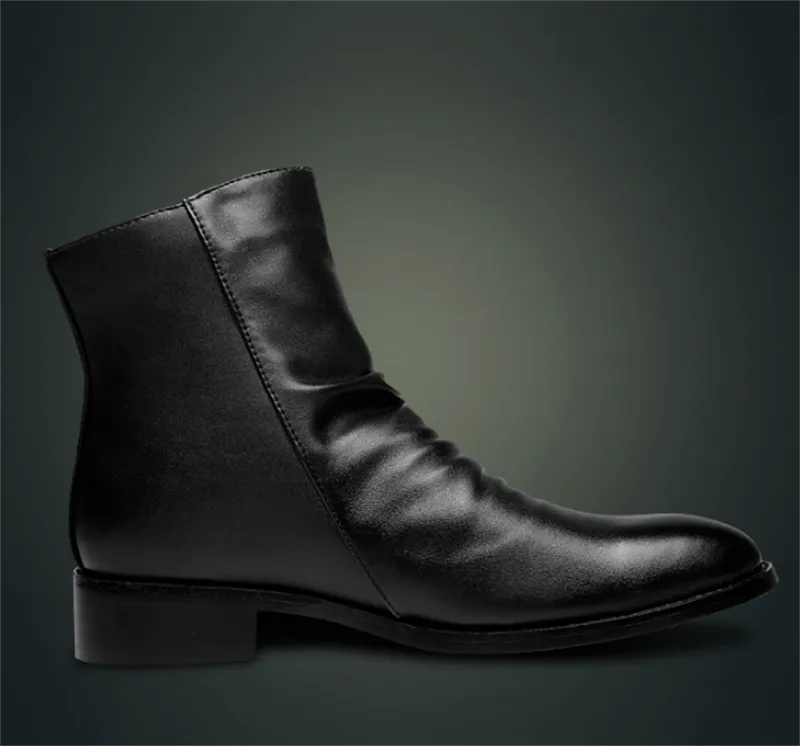 Rivet Men's Shoes Warm Pointed Toe Leather High-top Boots | Brodtica.com