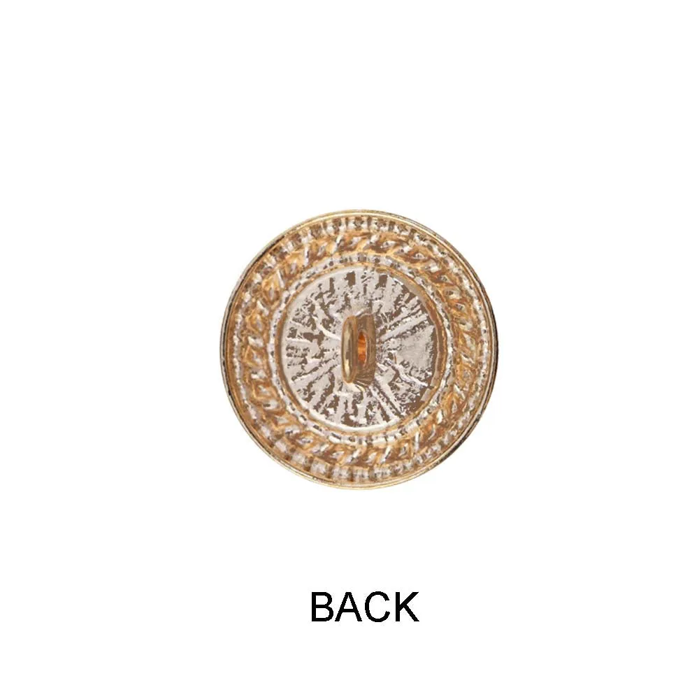 Round Shape Decorative Rim Shiny Gold Metal Pearl Buttons