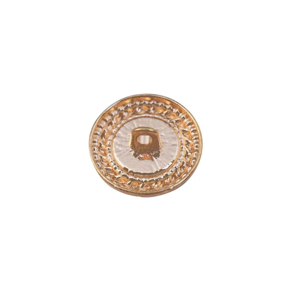 Round Shape Decorative Rim Shiny Gold Metal Pearl Buttons