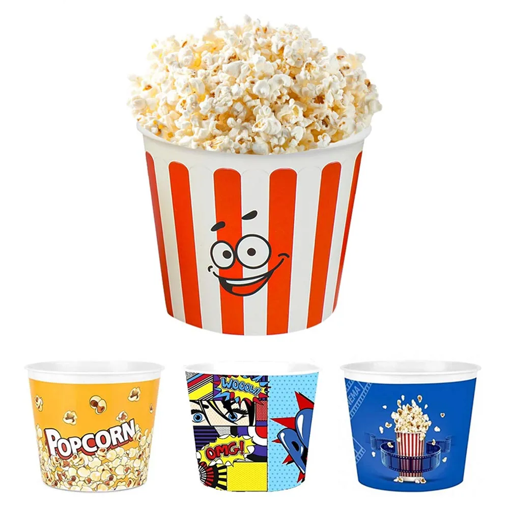 Set of 6 Large Popcorn Bucket Plastic Container Box Tub Bowl Home Movie Theater