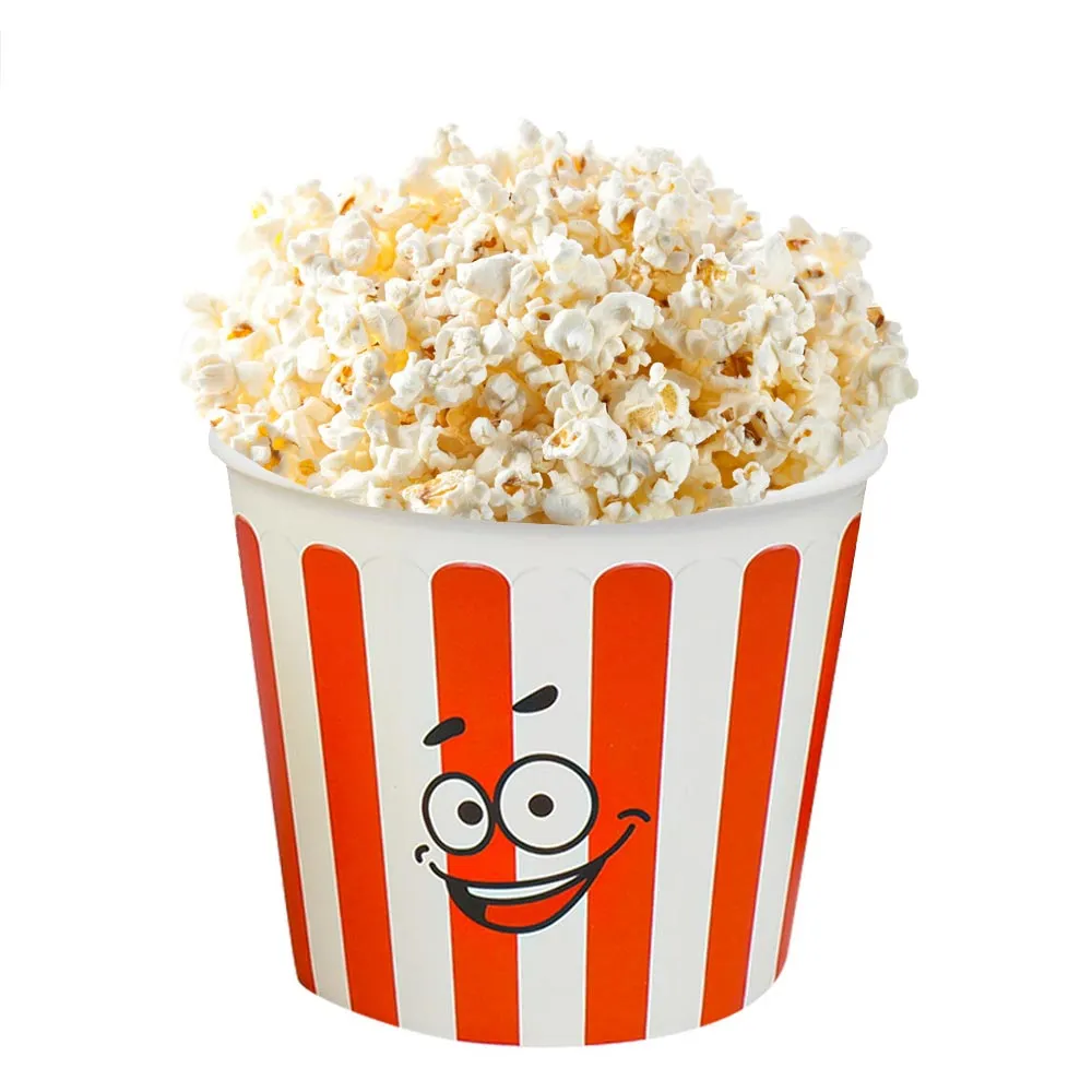 Set of 6 Large Popcorn Bucket Plastic Container Box Tub Bowl Home Movie Theater