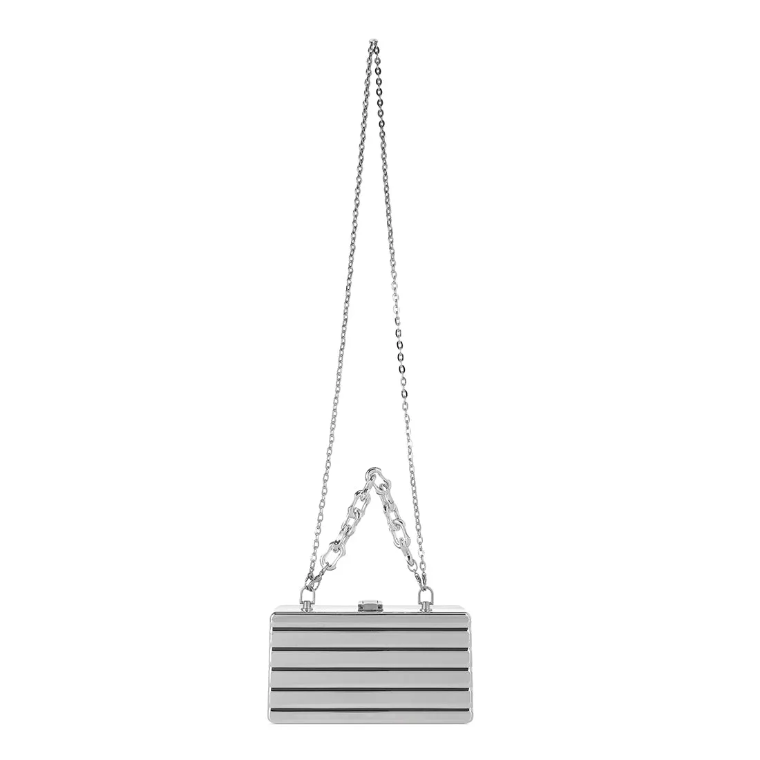 Silver Metallic Mini Box Purse