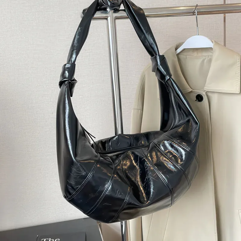Simple large capacity PU shoulder bag