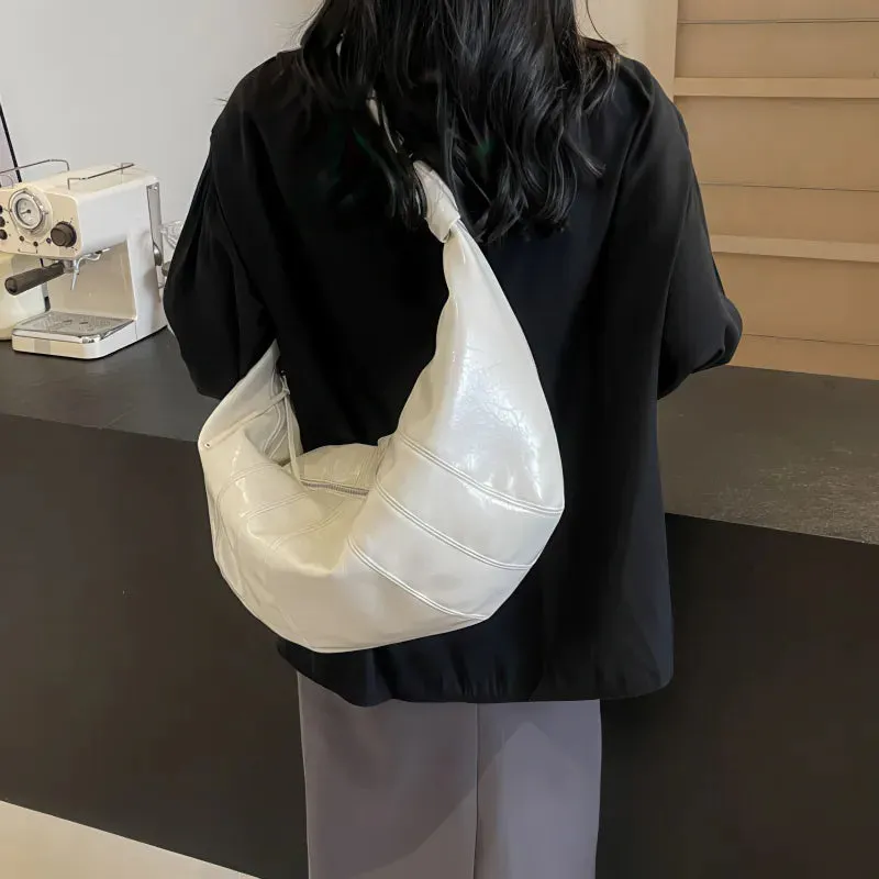 Simple large capacity PU shoulder bag