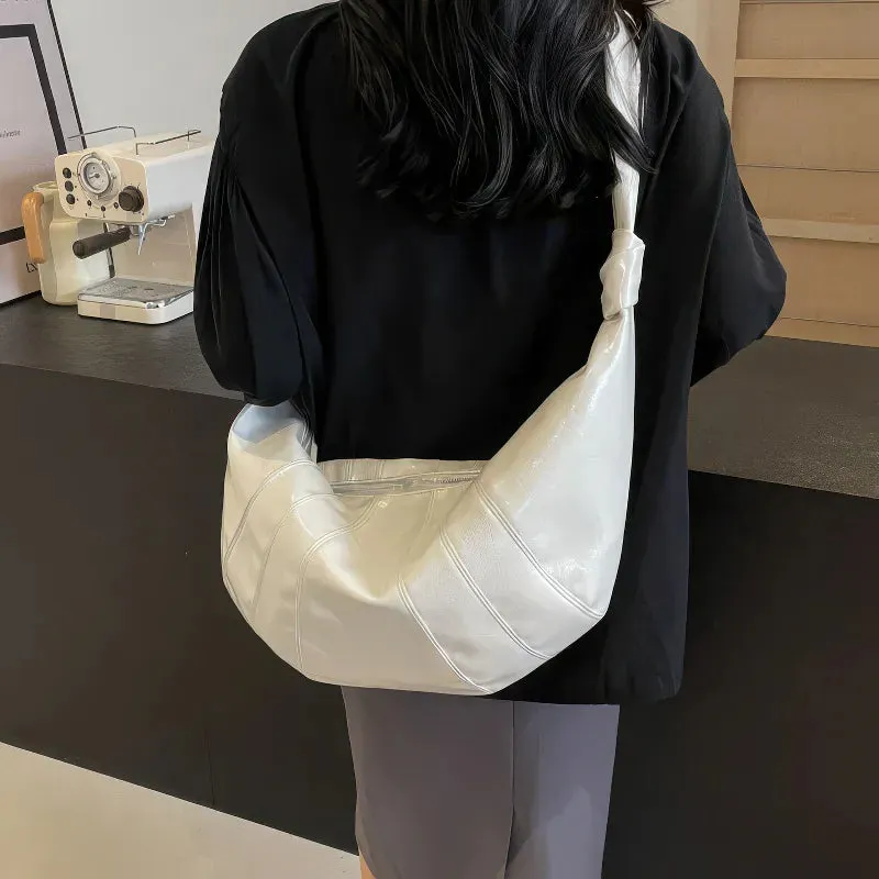 Simple large capacity PU shoulder bag