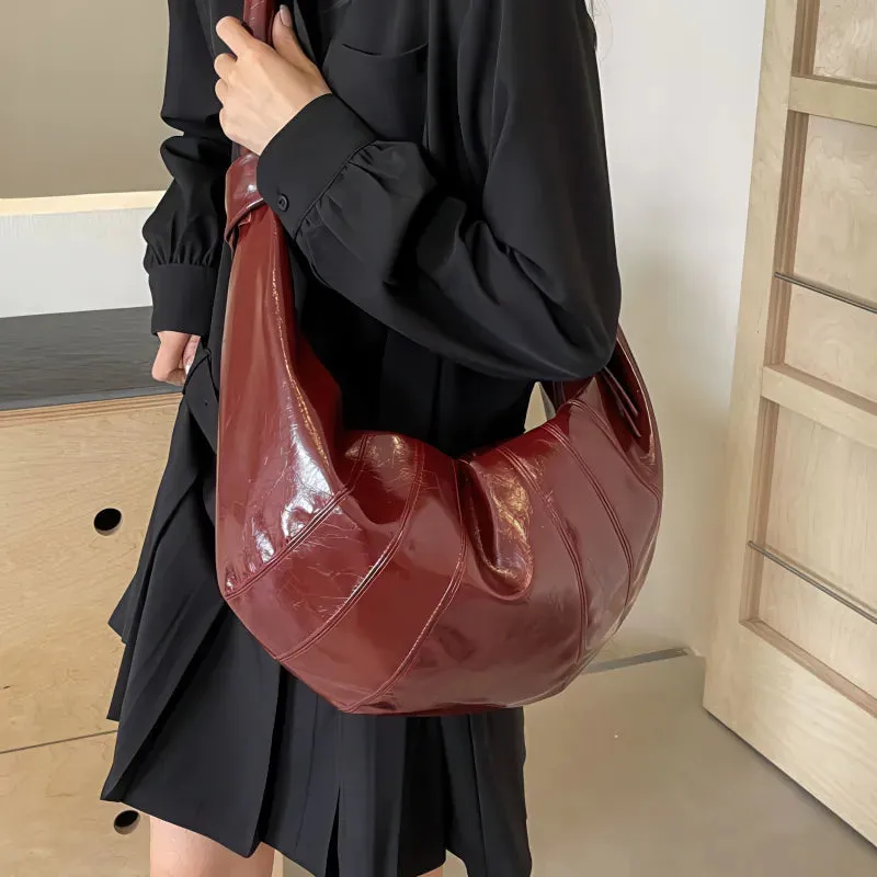 Simple large capacity PU shoulder bag