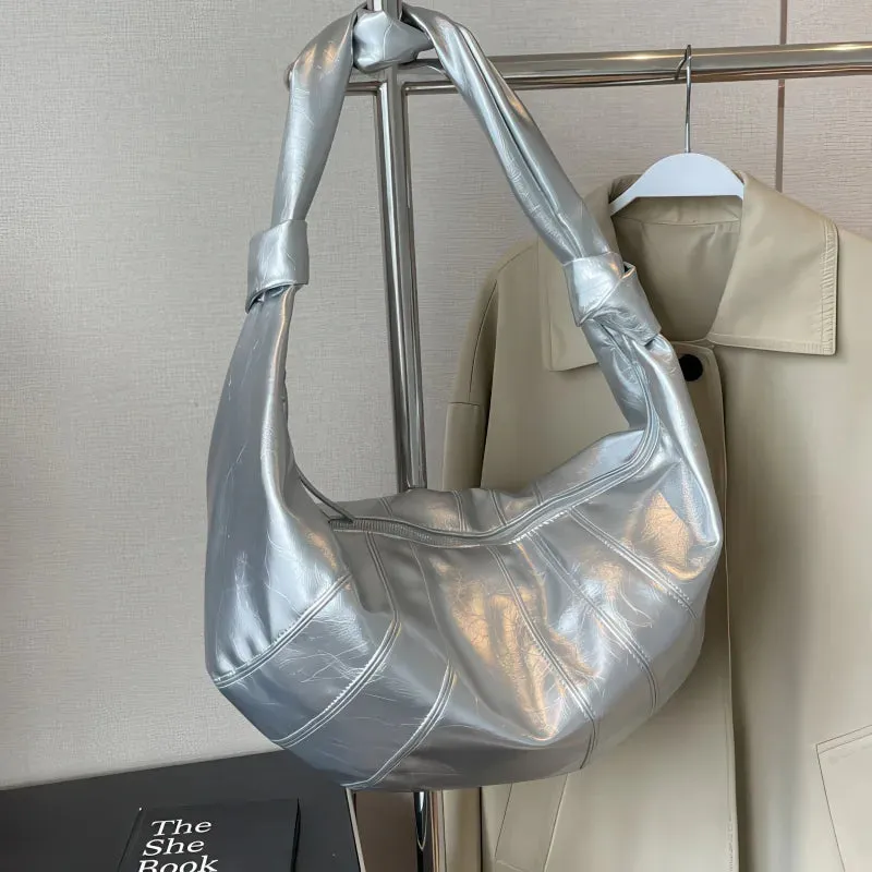Simple large capacity PU shoulder bag