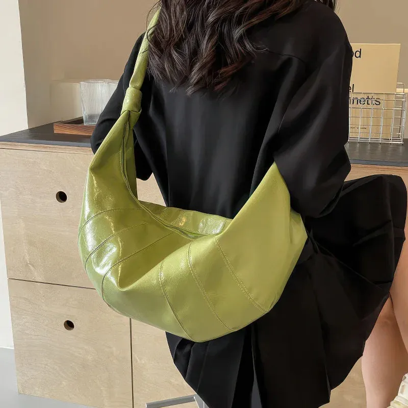Simple large capacity PU shoulder bag