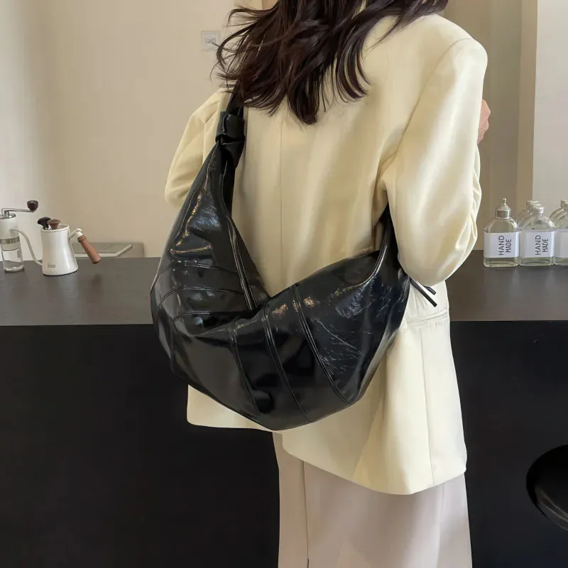 Simple large capacity PU shoulder bag