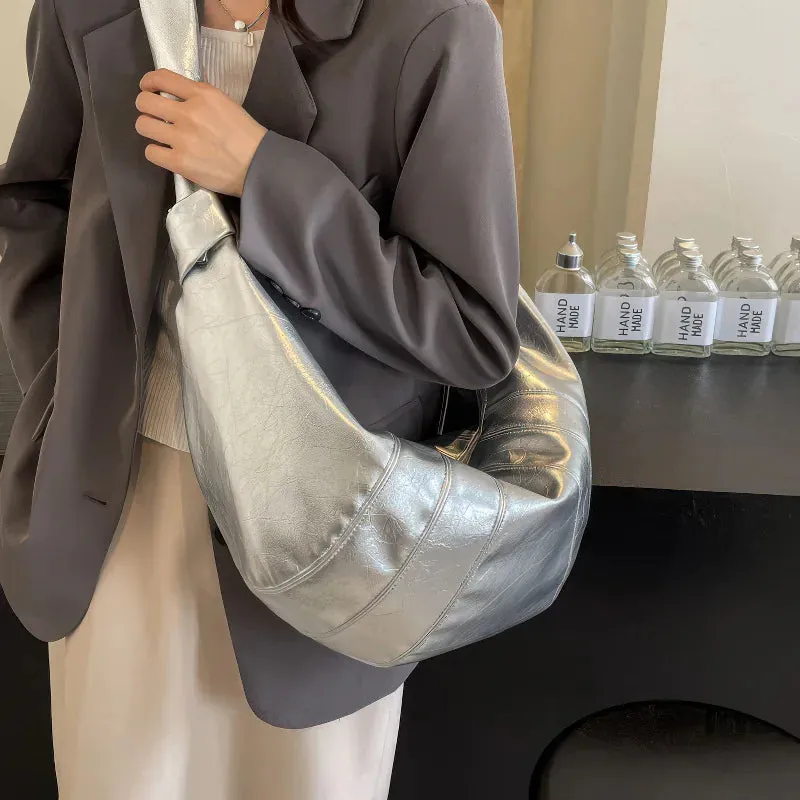 Simple large capacity PU shoulder bag