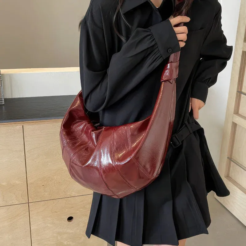 Simple large capacity PU shoulder bag