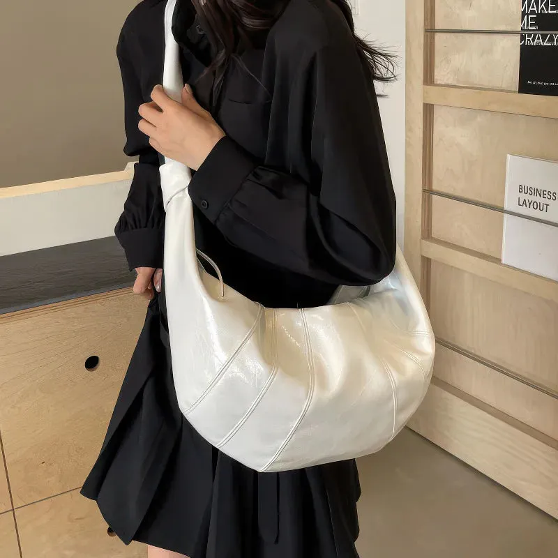 Simple large capacity PU shoulder bag