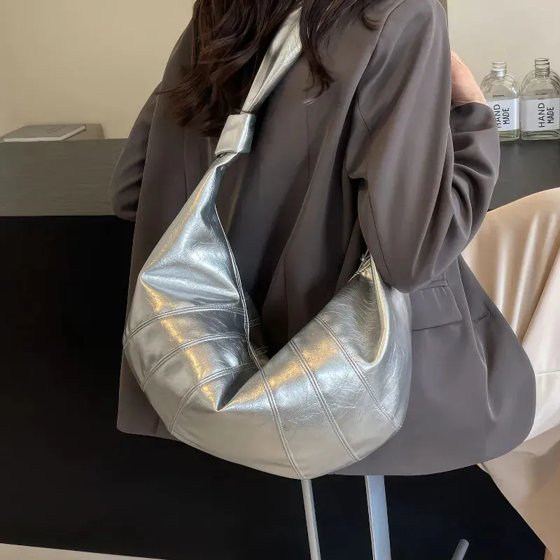 Simple large capacity PU shoulder bag