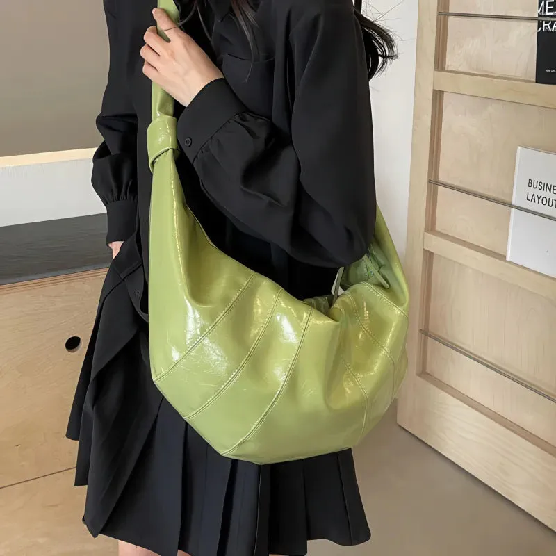 Simple large capacity PU shoulder bag