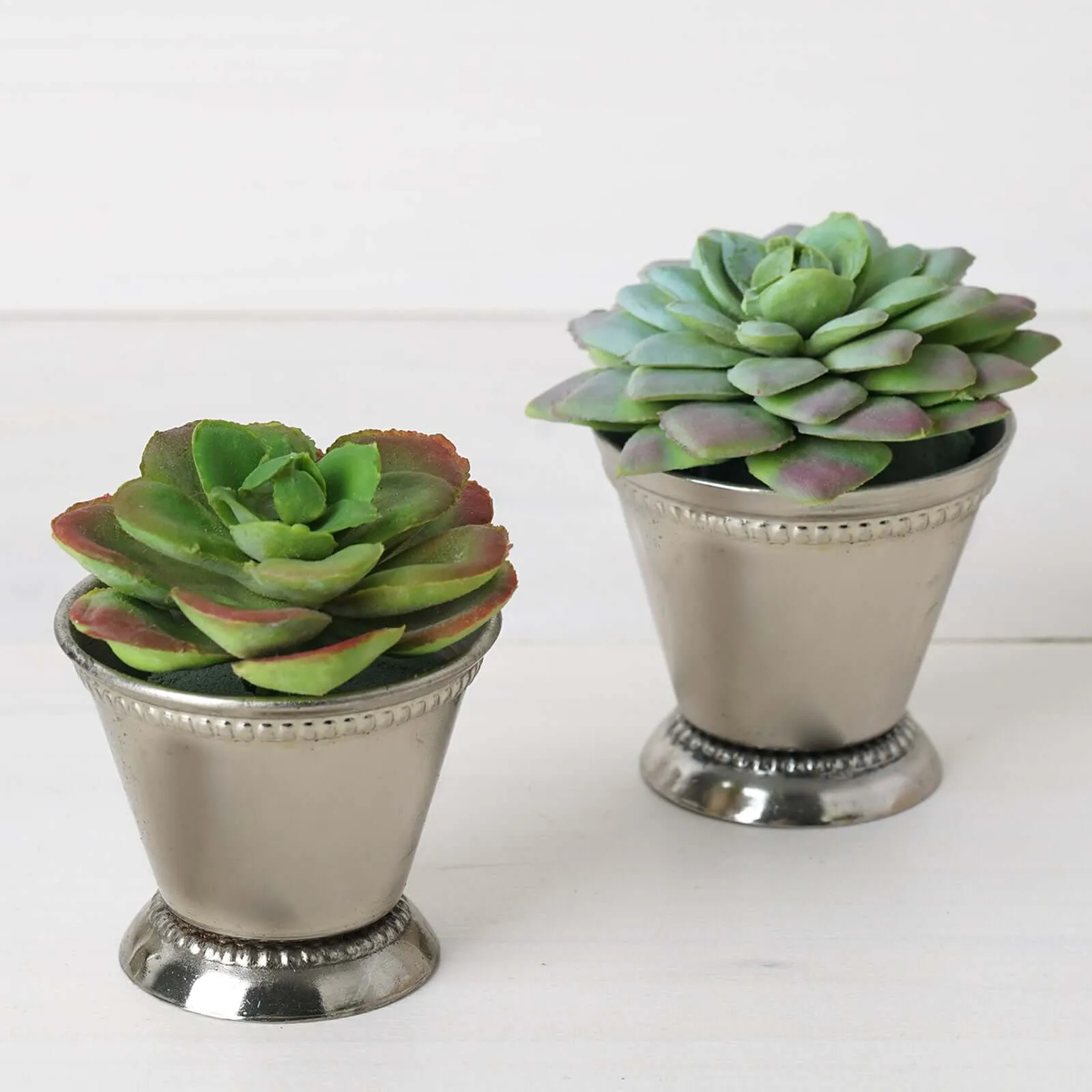 Small Silver Metal Beaded Rim Mint Julep Cups, Party Favor Jars 2"