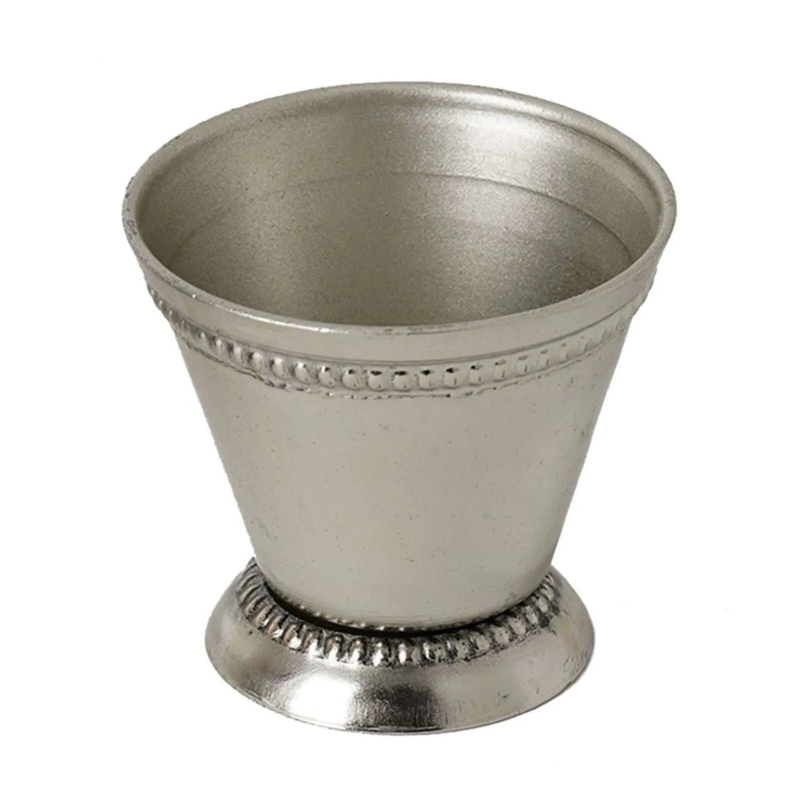 Small Silver Metal Beaded Rim Mint Julep Cups, Party Favor Jars 2"