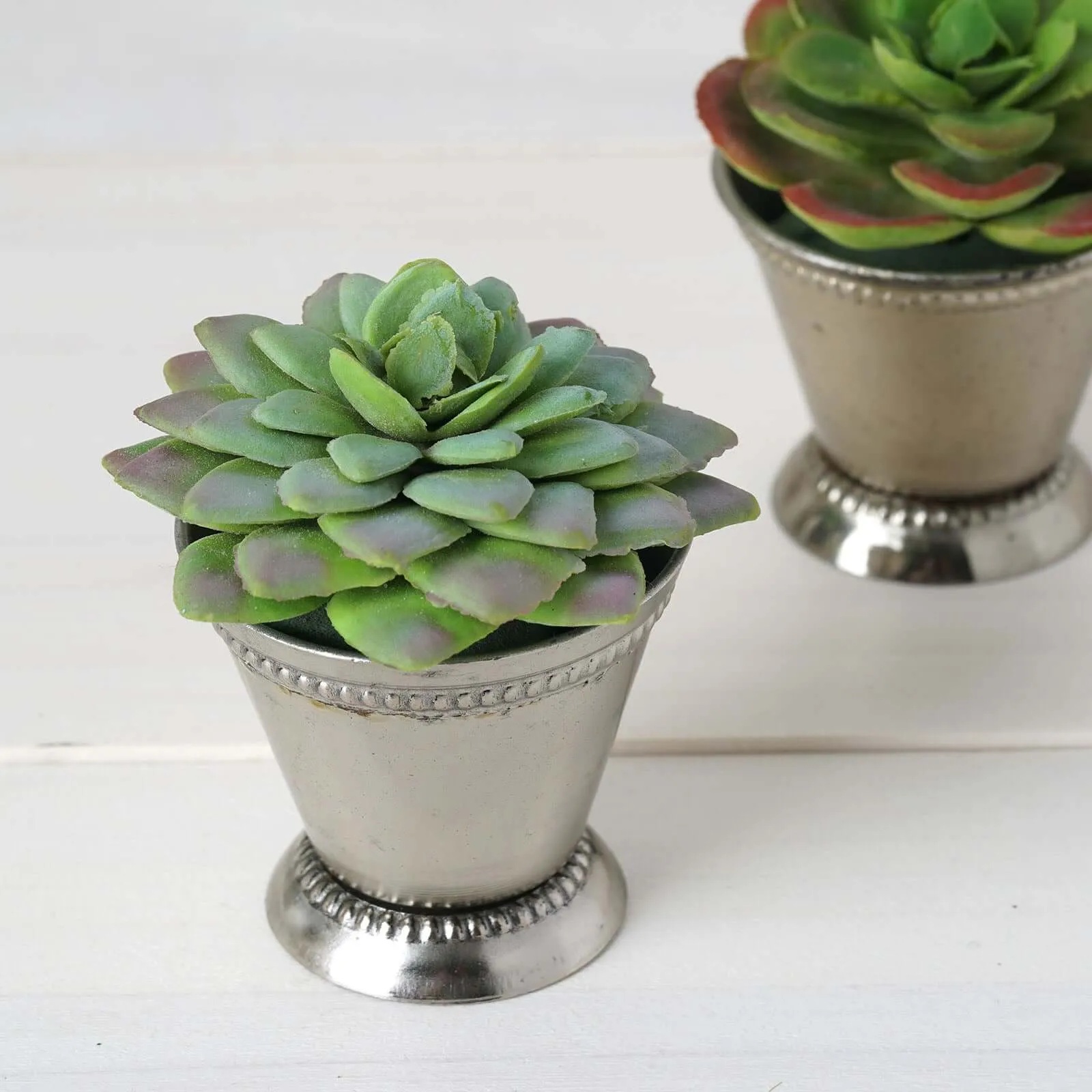 Small Silver Metal Beaded Rim Mint Julep Cups, Party Favor Jars 2"