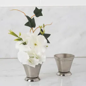 Small Silver Metal Beaded Rim Mint Julep Cups, Party Favor Jars 2"