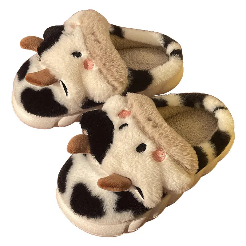 Soft and Comfy Cow House Slippers - Fluffy Cozy and Adorable Cow Print | Brodtica.com