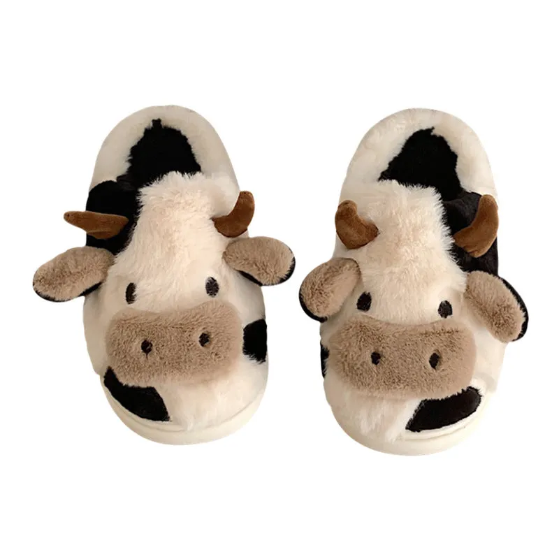 Soft and Comfy Cow House Slippers - Fluffy Cozy and Adorable Cow Print | Brodtica.com