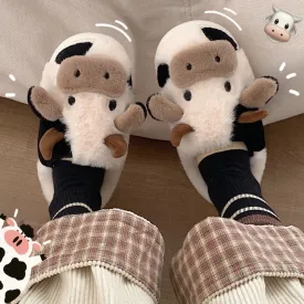 Soft and Comfy Cow House Slippers - Fluffy Cozy and Adorable Cow Print | Brodtica.com