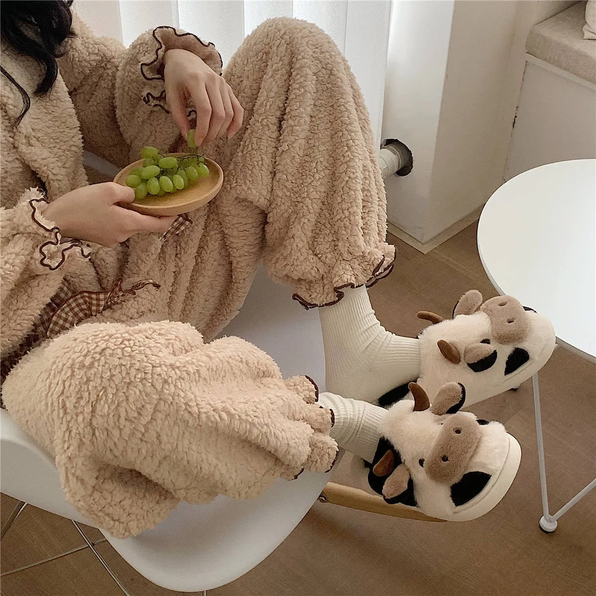 Soft and Comfy Cow House Slippers - Fluffy Cozy and Adorable Cow Print | Brodtica.com
