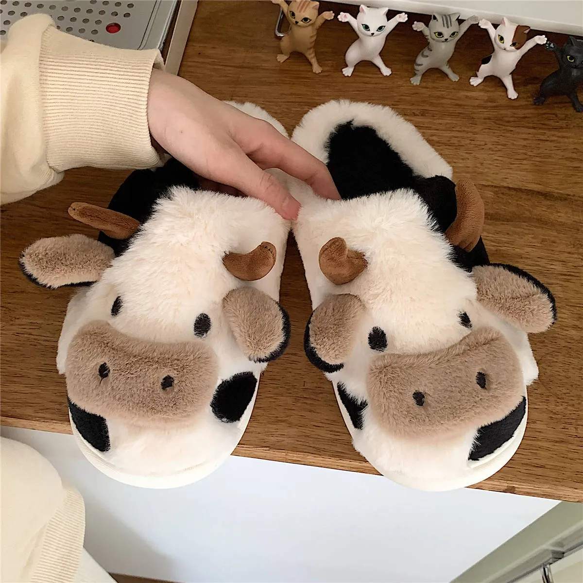 Soft and Comfy Cow House Slippers - Fluffy Cozy and Adorable Cow Print | Brodtica.com