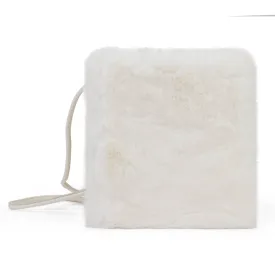 SQUARE MINI FAUX BUNNY WHITE CLUTCH