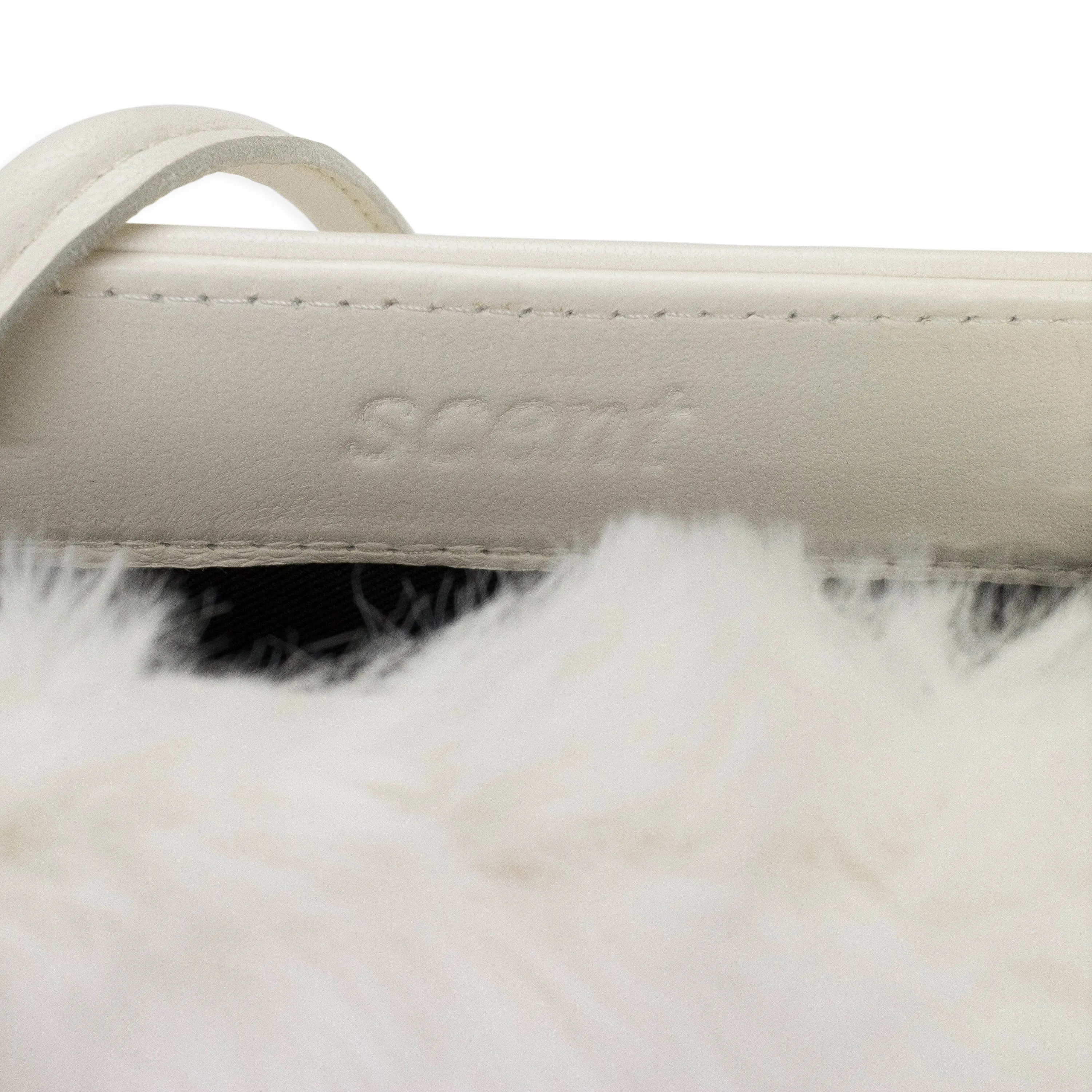 SQUARE MINI FAUX BUNNY WHITE CLUTCH