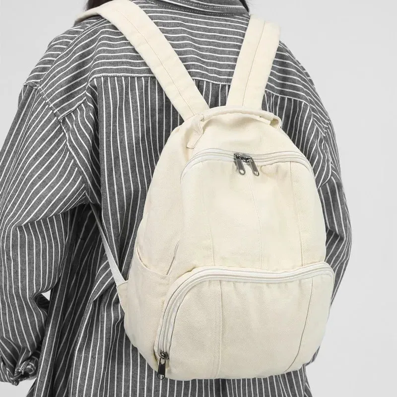 TAVIMART  -  Students Schoolbags Women Ins Vintage Y2k Aesthetic Simple All Match Solid Handbags Fashion Trendy Streetwear Backpacks Korean