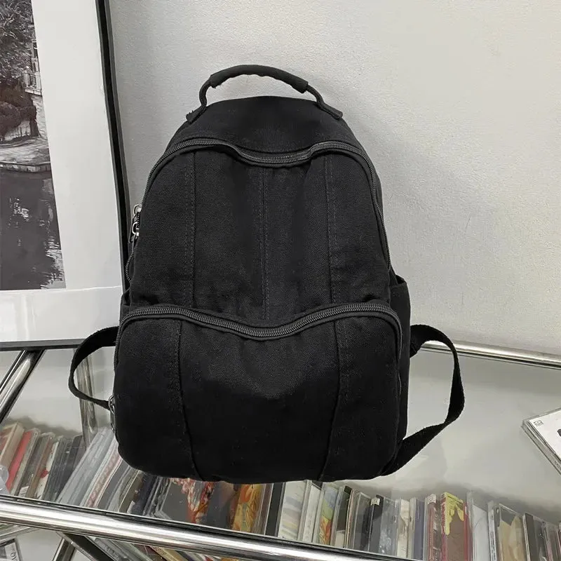 TAVIMART  -  Students Schoolbags Women Ins Vintage Y2k Aesthetic Simple All Match Solid Handbags Fashion Trendy Streetwear Backpacks Korean