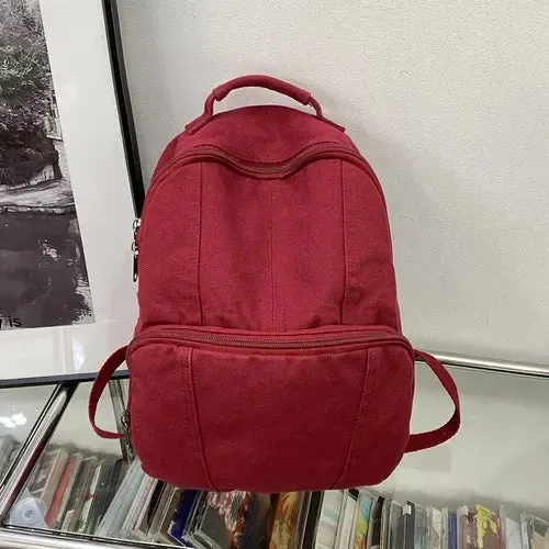 TAVIMART  -  Students Schoolbags Women Ins Vintage Y2k Aesthetic Simple All Match Solid Handbags Fashion Trendy Streetwear Backpacks Korean