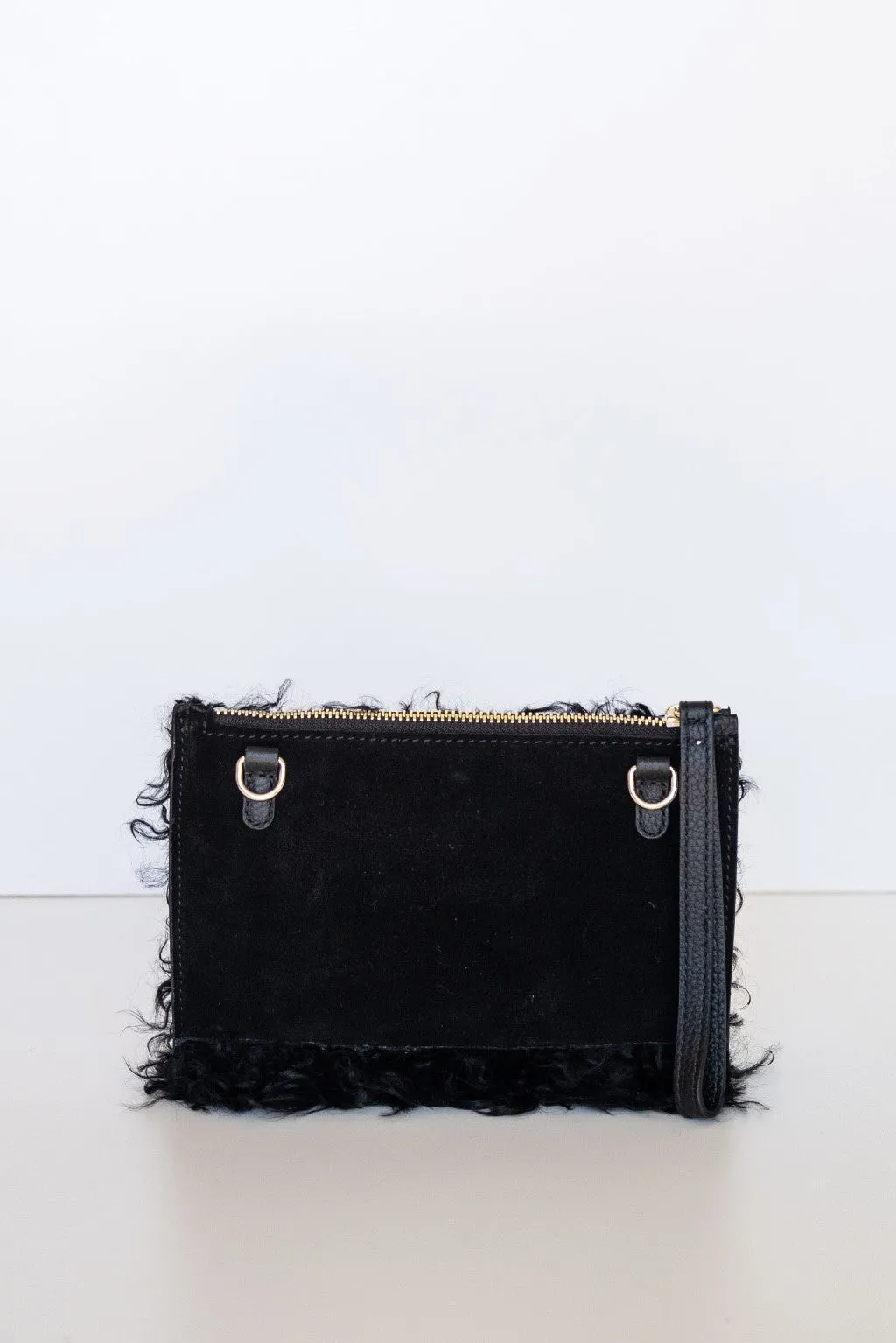 Vash Cleo Clutch Black Shearling