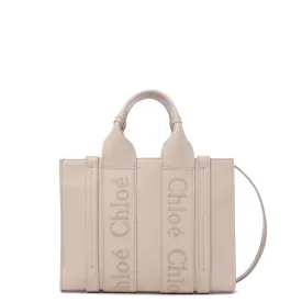 Woody Tote Small Leather, Wild Grey
