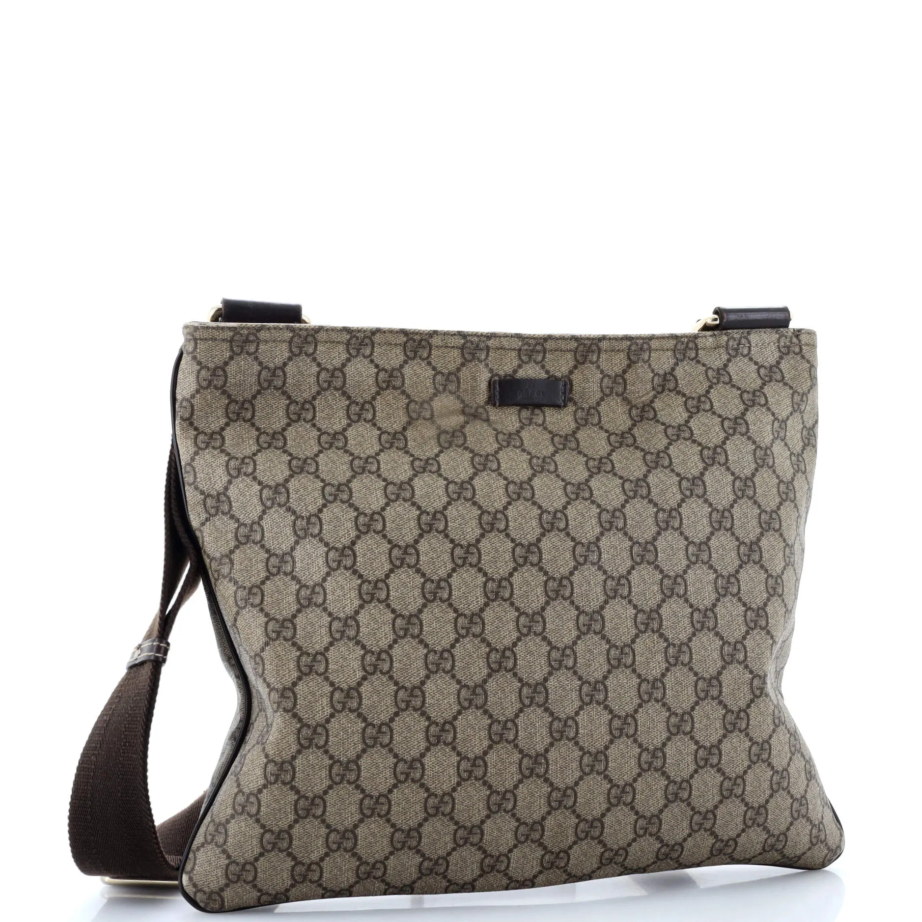 Zip Top Messenger Bag GG Coated Canvas Large